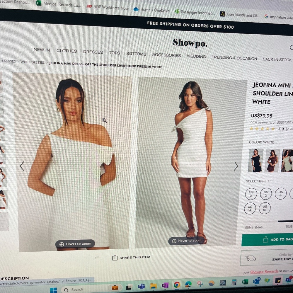 SHOWPO Jeofina mini dress - off the shoulder linen look dress size (4) SMALL
